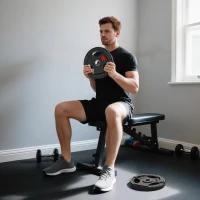 SPORTNOW Olympische Hantelscheiben Loch Ø50 mm 2x15 kg mit Innenring aus Stahl Dreifachgriff für Kurzhanteln und Stangen Schwarz(m-2)