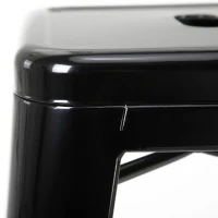 HOMCOM Lot de 4 tabourets de Bar Empilable Chaise de Bar Industriel avec Repose-Pied Hauteur d'Assise 76 cm, cadre en métal, style rétro, pour salle à manger, balcon, bistrot ou bar, Noir(m-9)