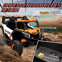 AIYAPLAY Elektryczne auto 12V dla dzieci, z funkcją zdalnego sterowania, pasem bezpieczeństwa, klaksonem, reflektorami LED, portem USB, dla dzieci w wieku 3-5 lat, Pomarańczowe(m-6)