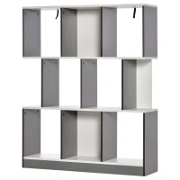 HOMCOM Bibliothèque étagère Meuble de Rangement 3 Niveaux Design Contemporain MDF E1 Bicolore Gris Blanc(m-1)