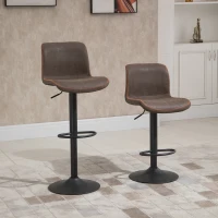 HOMCOM Lot de 2 tabourets de Bar Vintage réglable pivotant avec Repose-Pied PU Marron surpiqûre Orange(m-10)