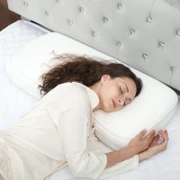 HOMCOM Almofada Viscoelástica com Desenho Ergonómico e Capa Removível e Lavável 81,28x40,64x15,24 cm Creme(m-7)