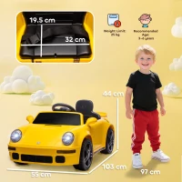 AIYAPLAY Auto elettrica per bambini, con telecomando, lettore MP3, luci a LEDe clacson, Giallo(m-3)