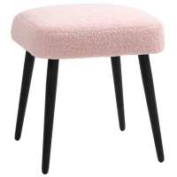HOMCOM Hocker, Fußstütze, gepolsterter Sitz, Kaschmir-Optik, Stahlbeine, 42 x 42 x 44 cm, Rosa