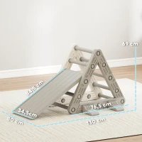 AIYAPLAY Triangle d'Escalade pour Enfants de 18-48 Mois avec Toboggan et Rampe Escaladeur 130x80x69 cm Gris et Blanc(m-3)