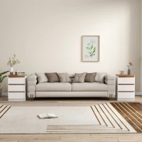 HOMCOM Table de chevet, Ensemble de 2 tables de nuit avec 3 tiroirs, Table de nuit, Table de chevet pour chambre à coucher, salon, 40 x 30 x 59,5 cm, Blanc(m-5)