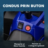 HOMCOM ATV Electric pentru Copii 3-5 Ani, Motocicletă Electrică pentru Copii cu Muzică, 100x65x73 cm, Albastru(m-7)