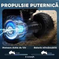 HOMCOM ATV Electric pentru Copii 3-5 Ani, Motocicletă Electrică pentru Copii cu Muzică, 100x65x73 cm, Albastru(m-4)