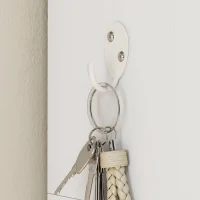 HOMCOM Perchero con Estante, Banco, Ganchos, Compartimentos para Zapatos, Tablero de partículas, MDF, Blanco(m-5)