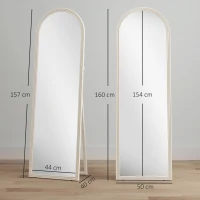 HOMCOM Specchio a figura intera, 50 x 160 cm, posizionabile liberamente, montaggio a parete, cornice ad arco, Bianco(m-3)