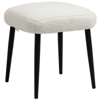 HOMCOM Hocker, Sitzhocker, Kaschmir-Optik, Fußhocker, Creme-Weiß(m-1)
