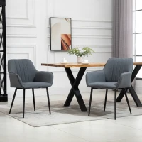 HOMCOM Chaises de Salle à Manger Chaises de Visiteur Design scandinave - Lot de 2 chaises - Pieds effilés métal Noir(m-7)