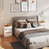 HOMCOM Set di 2 Comodini con 3 Cassetti in Stile Moderno, 40 x 30 x 59,5 cm, Bianco(m-2)