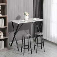 HOMCOM 120 cm Rectangular Bar Table for 4 People, Modern Breakfast Bar Table with Wood Effect Tabletop, Steel Legs, Coffee Desk for Living Room, White(m-10)