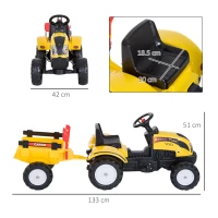 HOMCOM Pedal Go Kart, Kids Ride on Tractor, Child Four Wheels Toy with Shovel and Rake(m-3)