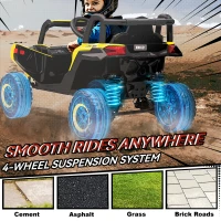 AIYAPLAY Kinder-Elektroauto UTV 12 V, Kinder-Elektro-Buggy mit Fernbedienung, 96 x 61 x 56 cm, Gelb(m-4)