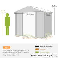 Outsunny 6 x 8ft Galvanised Steel Shed - Brown Wood-Effect(m-3)