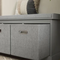 HOMCOM Three-Drawer Shoe Storage Bench, with Padded Top Seat - Grey(m-9)