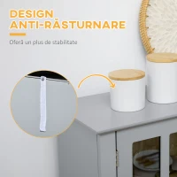 HOMCOM Bufet pentru Bucatarie, Mobilier din MDF, Dulap de Bucatarie in Stil Clasic, Gri, 68x39.5x170 cm(m-7)