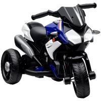 HOMCOM Elektro-Kindermotorrad, Lichten & Geluiden, 3 km/u, oplaadbaar, Kunststof & Metaal, Blauw/Wit(m-1)