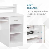 Homcom Birou Alb 104×48×95,5 cm – Lemn, Compact & Ideal pentru Acasa(m-6)