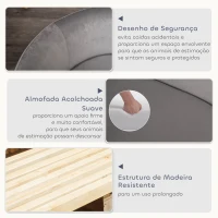 PawHut Sofá para Cães Pequenos com Pés de Madeira Almofada Removível e Capa Lavável  86x55x33 cm Cinzento Claro(m-6)