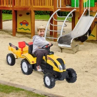 HOMCOM Pedal Go Kart, Kids Ride on Tractor, Child Four Wheels Toy with Shovel and Rake(m-2)