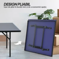 HOMCOM Masa Ping Pong Pliabila in lemn MDF si otel, Albastru Violet 152.5x274x76cm(m-6)