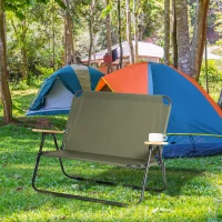 Outsunny campingstoel 2-zits opvouwbaar tot 160 kg groen 141 x 67 x 80 cm(m-11)