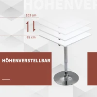 HOMCOM Regulowany stół barowy, obrotowy o 360°, nogi odporne na zarysowania, stabilna metalowa podstawa, Biały(m-4)