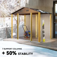 Outsunny 6 x 8ft Galvanised Steel Shed - Brown Wood-Effect(m-5)