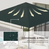 Outsunny Acoperis de Schimb 3x3m, Prelata de Schimb pentru Foisor de Gradina din Poliester cu 8 Orificii de Ventilatie, Gri(m-5)