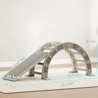 AIYAPLAY Klettergerät für Kinder von 18-48 Monaten 4 in 1 mit Kletterbogen, Wippe, Rampe und Rutsche 164x70x57 cm Grau und Weiß(m-3)