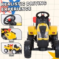 HOMCOM Kids Ride on Tractor with Shovel & Rake Four Wheels Child Toy(m-4)