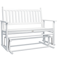 Outsunny Banco Baloiço de Jardim de 2 Lugares Banco Baloiço de Madeira com Apoio para os Braços e Encosto de Ripas para Terraço Exterior Carga 250kg 125x68,5x102cm Branco