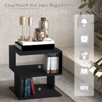 HOMCOM Beistelltisch Betttisch mit modernes Design, Couchtisch für Büro Wohnzimmer Esszimmer Arbeitszimmer, leicht zu montieren, Spanplatte, Schwarz, 40x40x43 cm(m-5)
