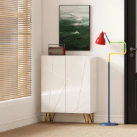 HOMCOM Armario de Zapatos con 2 Puertas, Zapatero, Almacenamiento de Zapatos con 4 Estantes Ajustables 72 x 31,5 x 95 cm, Blanco(m-5)