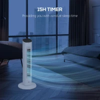 HOMCOM Zuilventilator 50W met Afstandsbediening stille 3 snelheden Timer en 85° Oscillatie 30 x 30 x 78 cm wit(m-4)