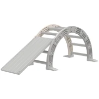 AIYAPLAY Struttura per Arrampicata, per Bambini di 18-48 Mesi, 4 in 1 con Arco di Arrampicata, Dondolo, Rampa e Scivolo 164x70x57 cm, Grigio e Bianco(m-6)