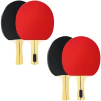 SPORTNOW Set 4 Racchette da Ping Pong e 8 Palline con Custodia per Trasporto, Rosso e Nero(m-1)