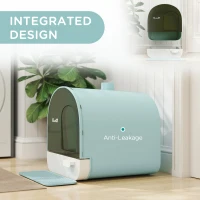 PawHut Hooded Cat Litter Box, Kitten Litter Tray, with Lid, Scoop, Filter, Flap Door(m-7)