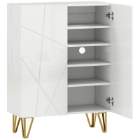 HOMCOM Scarpiera a 2 Porte, con 4 Ripiani Regolabili 72 x 31,5 x 95 cm, Bianco