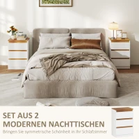 HOMCOM Set van 2 Nachttafels met 3 Lades – Modern en Functioneel voor Slaapkamer en Woonkamer(m-4)
