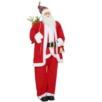 HOMCOM Babbo Natale in piedi, alto 1,6 m, con regalo, campanelli di Natale e Funzione sonora(m-4)