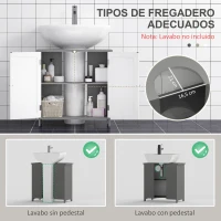 kleankin Mueble para Debajo del Lavabo Armario Baño de Suelo de Madera con 1 Armario de 2 Estantes Interior 60x30x60 cm Blanco(m-4)
