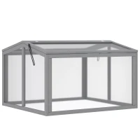 Outsunny Cold Frame Greenhouse Mini Greenhouse Plant Box with Wooden Frame and Polycarbonate Cover Weatherproof Light Gray 90 x 80 x 58 cm(m-5)