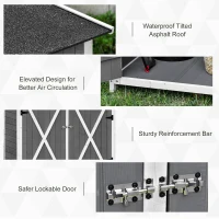 Outsunny Wooden Garden Storage Shed with Flexible Table, Hooks and Ground Nails, Lockable Tool Organizer Sheds with Asphalt Roof, 139 x 75 x 160cm, Dark Grey(m-5)