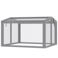 Outsunny Cold Frame Greenhouse Mini Greenhouse Plant Box with Wooden Frame and Polycarbonate Cover Weatherproof Light Gray 90 x 80 x 58 cm(m-6)