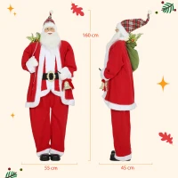 HOMCOM Père Noël 1,6 m debout Père Noël avec cadeaux et cloches de Noël Fonction sonore(m-3)