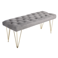 HOMCOM Bench Upholstered Bench Piano Bench Shoe Bench with Velvet Look Bed Bench Piano Bench for Bedroom, Living Room, Hallway, Metal Gray 116 x 44.5 x 49 cm